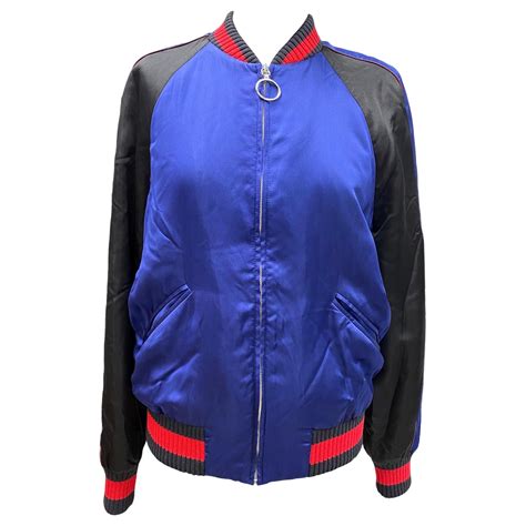 blue gucci bomber jacket|Gucci bomber jacket women.